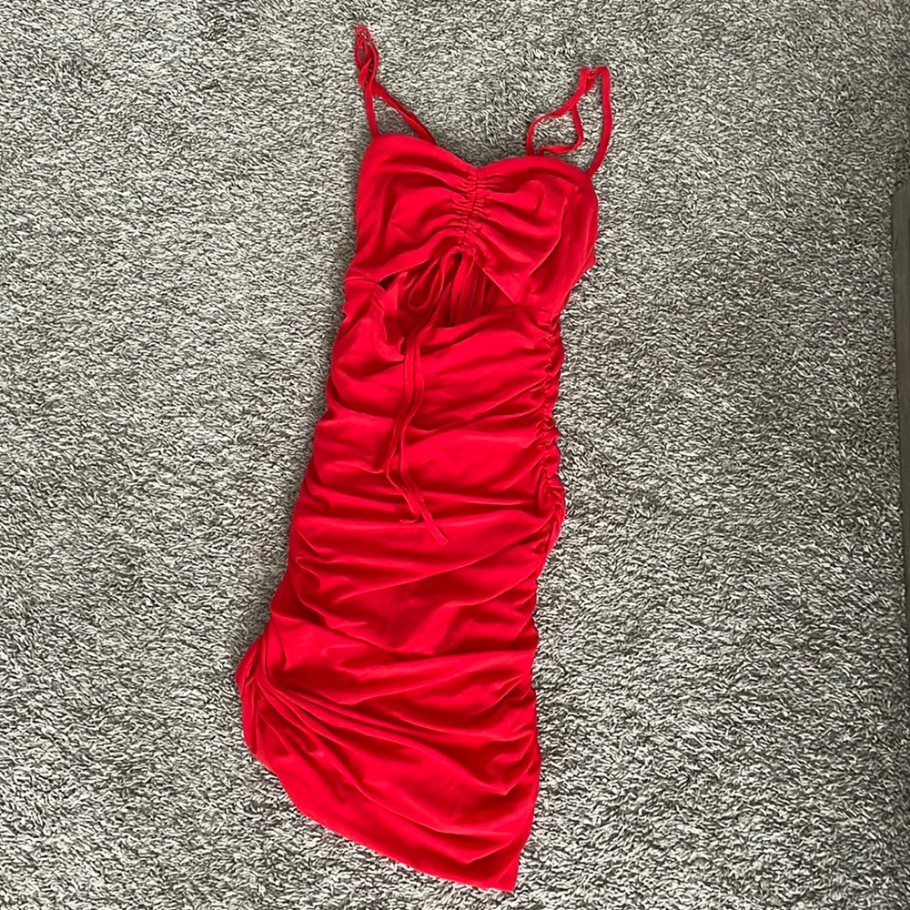 Red Mesh Mini Dress
